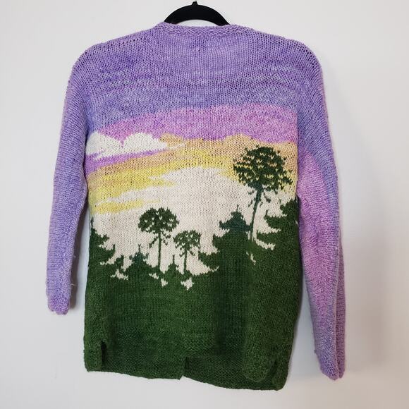 RARE! Vintage Viotela Alpaca Cardigan Sweater Cabin Core Nature Scene Sz Small - Picture 5 of 7